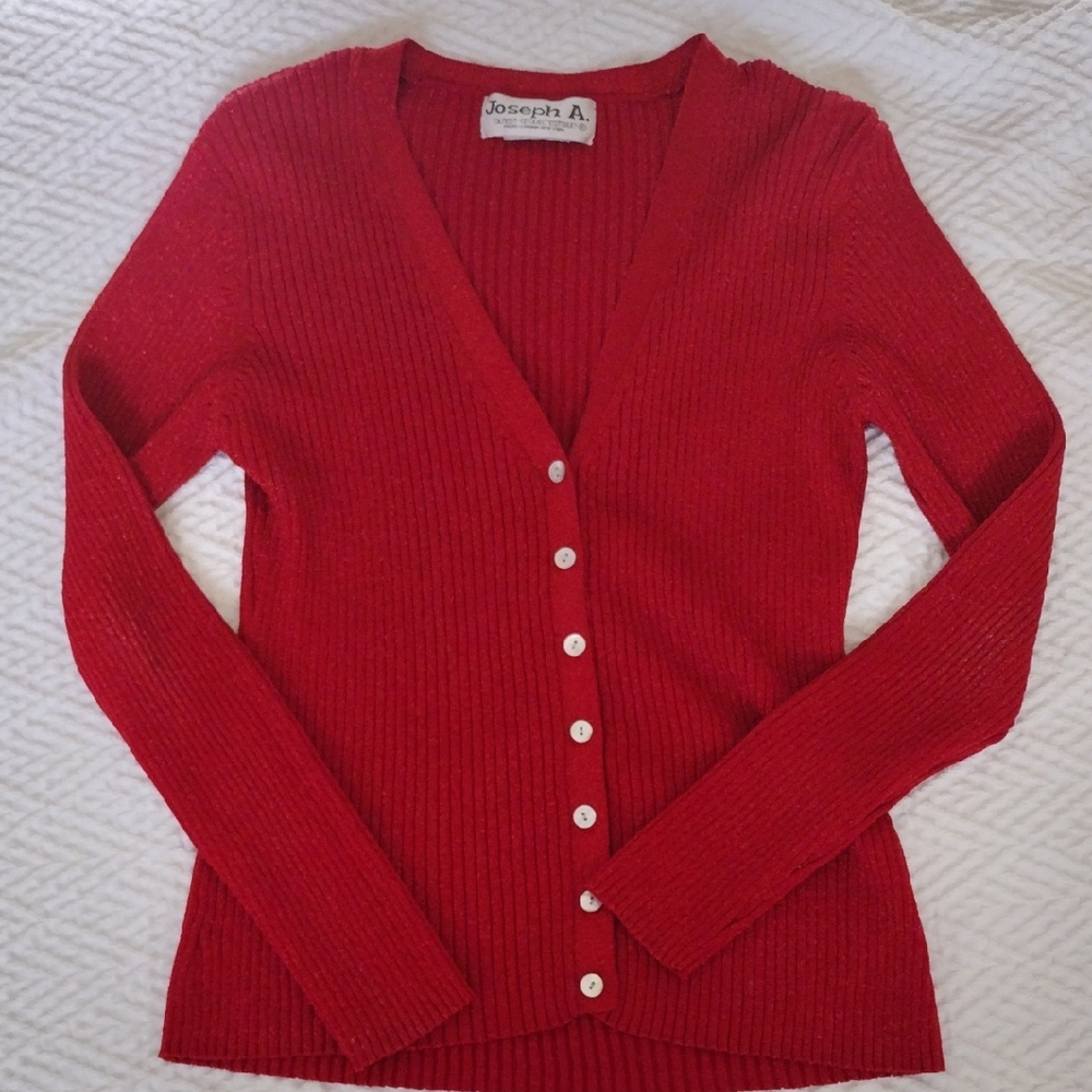 Joseph A Sparkly Red Cardigan